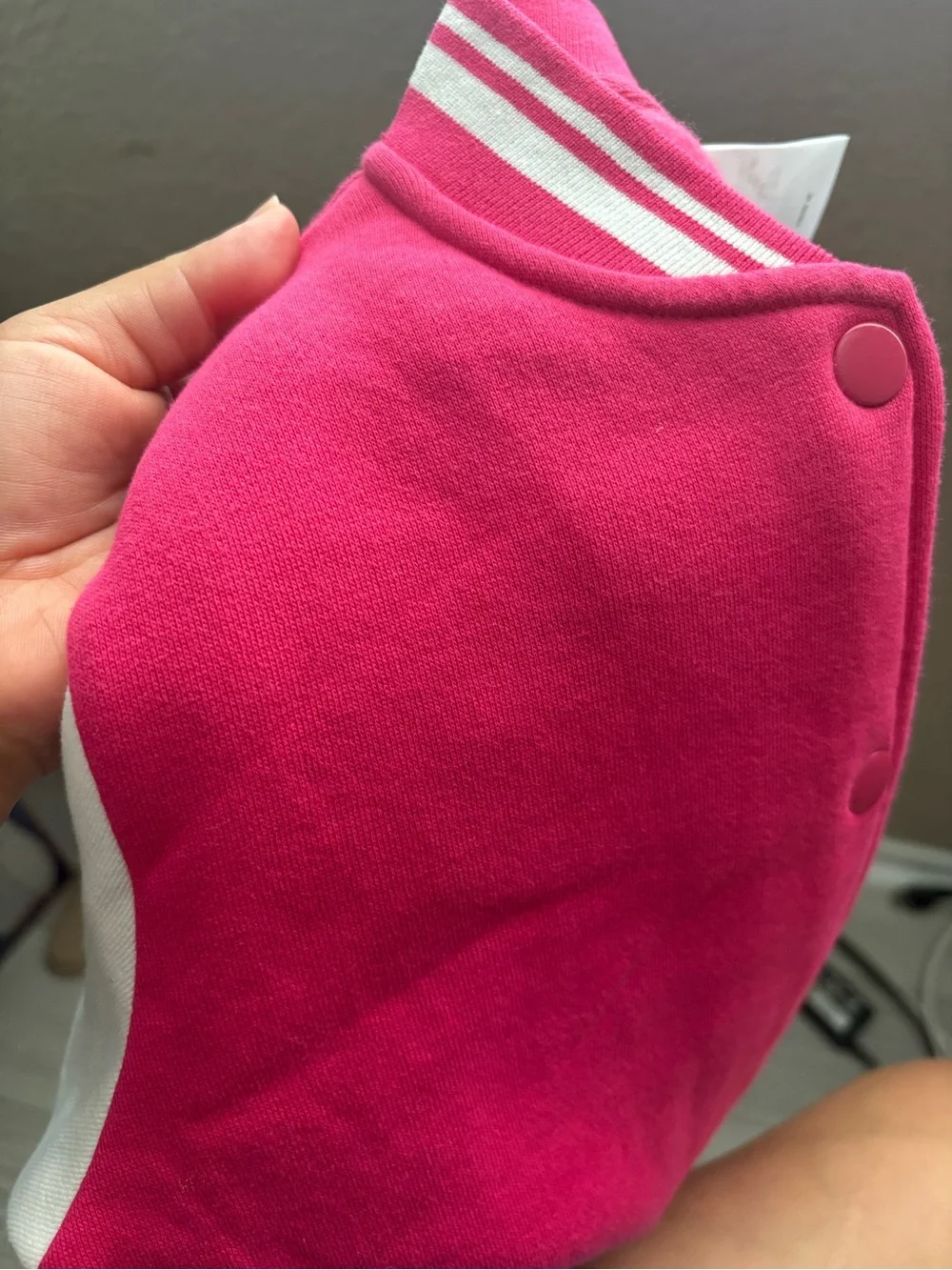 Disney Kids Pink and White Varsity Puffer Jacket